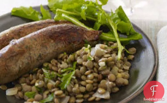 New Year's Day Sausages With Garlic Lentils