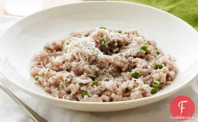 Red Wine Risotto with Peas