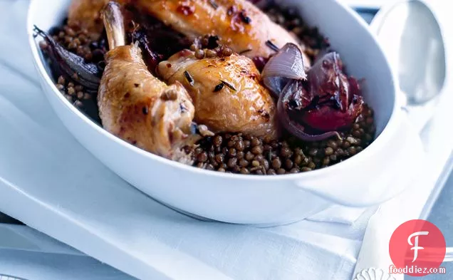 Roasted Rosemary Chicken With Lentils