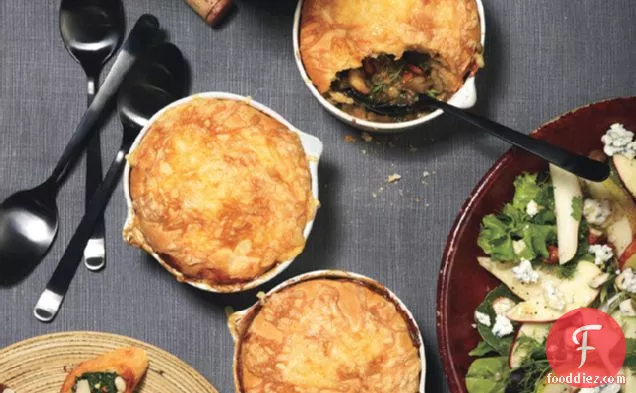 Mushroom And Lentil Pot Pies With Gouda Biscuit Topping
