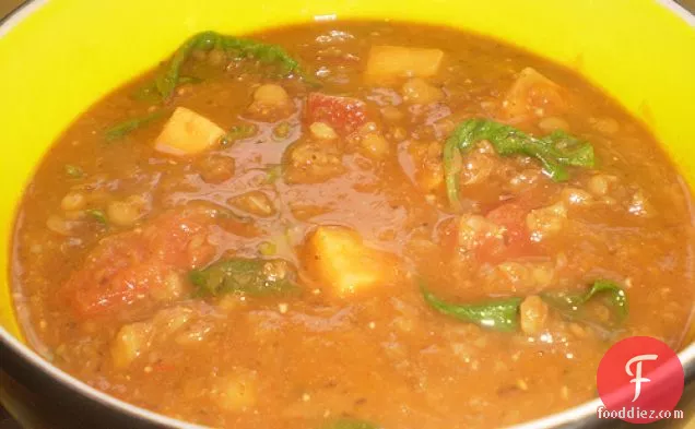 Sweet Potato, Spinach, And Lentil Stoup