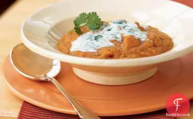 Red Lentil Stew with Yogurt Sauce