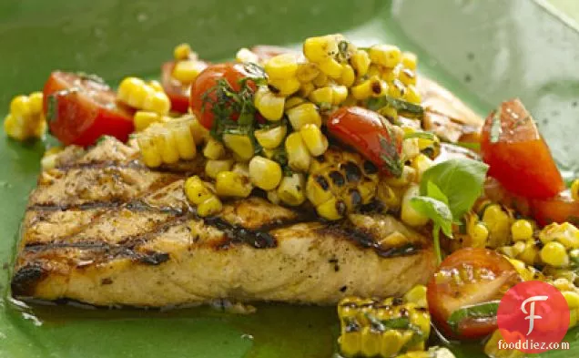 Grilled Salmon With Charred-Corn Relish