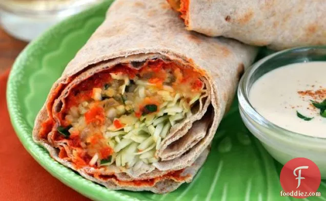 Spicy Lentil Wraps with Tahini Sauce