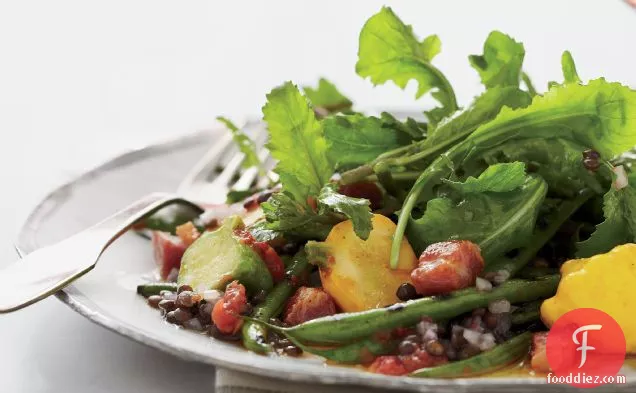 Grilled Green Bean Salad with Lentil Vinaigrette