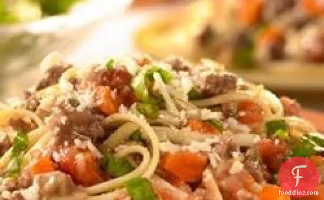 Linguine with Savory Meat Sauce