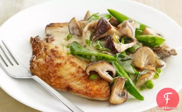 Chicken with Creamy Mushrooms and Snap Peas
