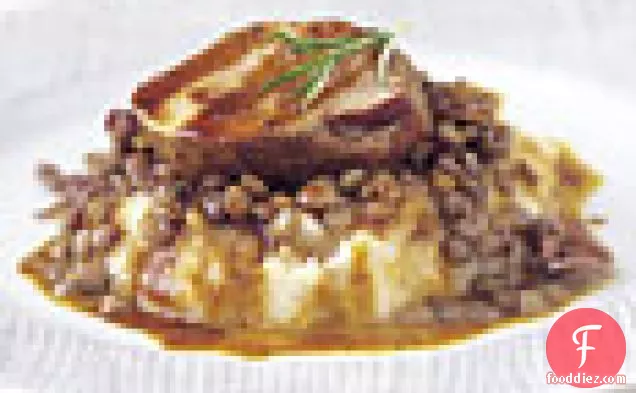 Spiced Pork With Celery Root Purée And Lentils