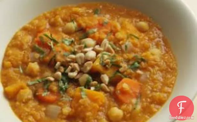 स्क्वैश, चना और लाल मसूर स्टू