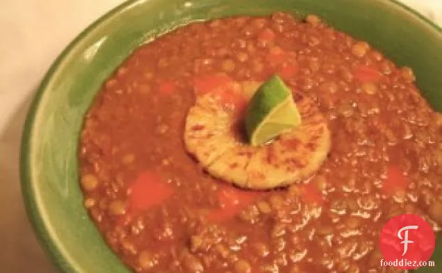 Ancho Lentil Soup With Grilled Pineapple