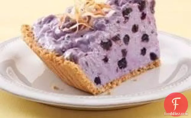 Fluffy Blueberry Cream Pie with Toasted Coconut