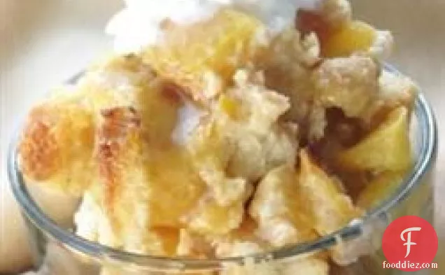 Peachy Bread Pudding with Caramel Sauce