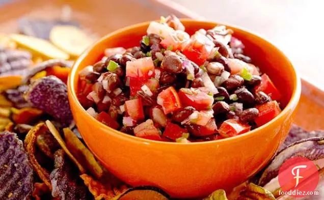 Black Bean Salsa with Exotic Fruit and Vegetable Chips
