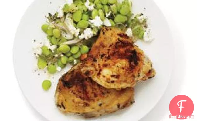Lemon And Garlic Grilled Chicken With Lima Bean Salad