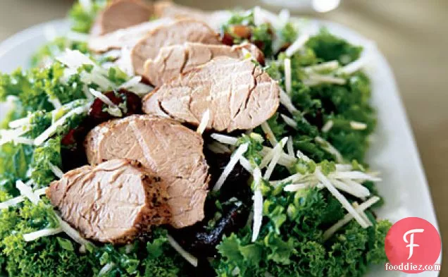 Mustard Greens Salad with Pork and Asian Pear