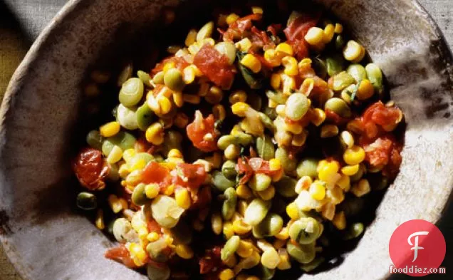 Succotash Of Fresh Corn, Lima Beans, Tomatoes, And Onion