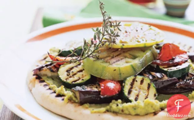Grilled Vegetable Flatbreads Stuffed With Zucchini, Eggplant An