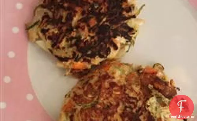 Low-Cal Zucchini Pancakes with Low-Fat Basil Dressing