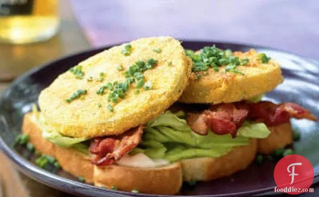 Open-Faced Bacon, Lettuce, and Fried Green Tomato Sandwiches