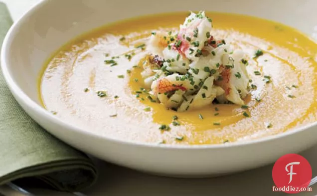 Carrot Soup with Dungeness Crab