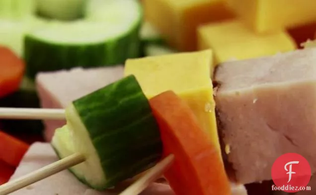 Kiddie Kabobs with Turkey, Tomatoes, Carrots and Cucumber