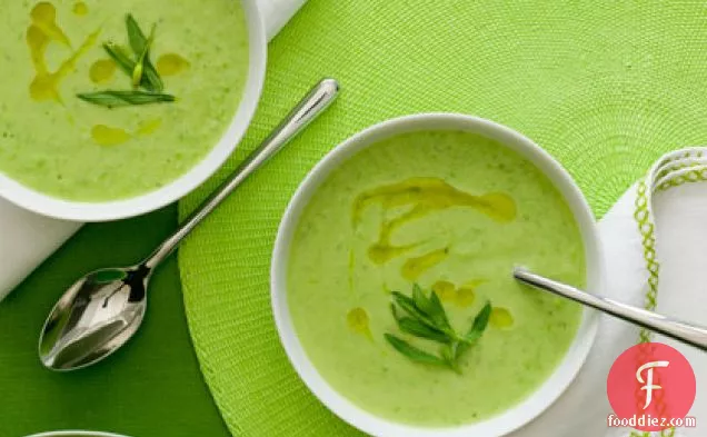 Avocado Pea Soup with Herb Oil