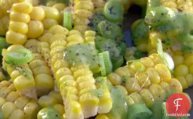 Grilled Corn Sheets with Scallion Vinaigrette