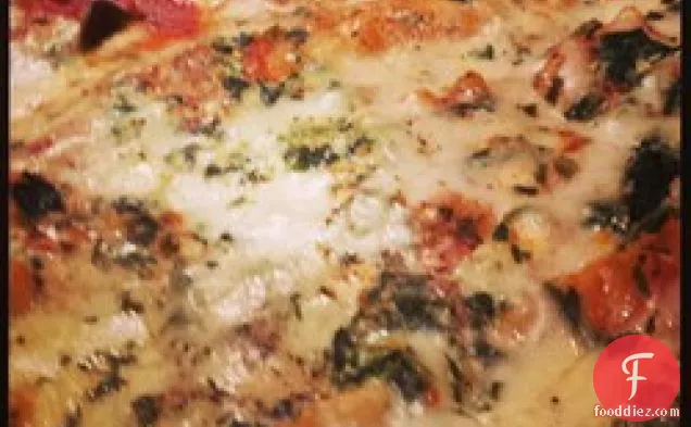 Low Fat Cheesy Spinach and Eggplant Lasagna