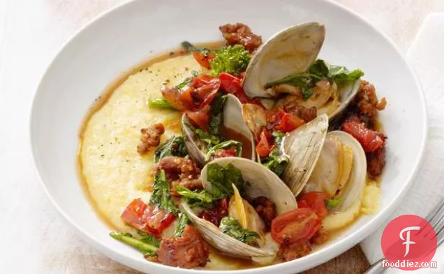 Sausage and Clams With Polenta