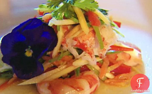 Salad of Green Mango with Prawn and Lobster Tail and Lime-Chili Dressing