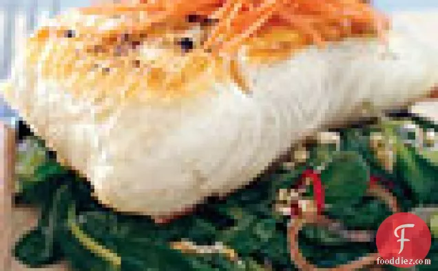 Grilled Halibut with Tatsoi and Spicy Thai Chiles