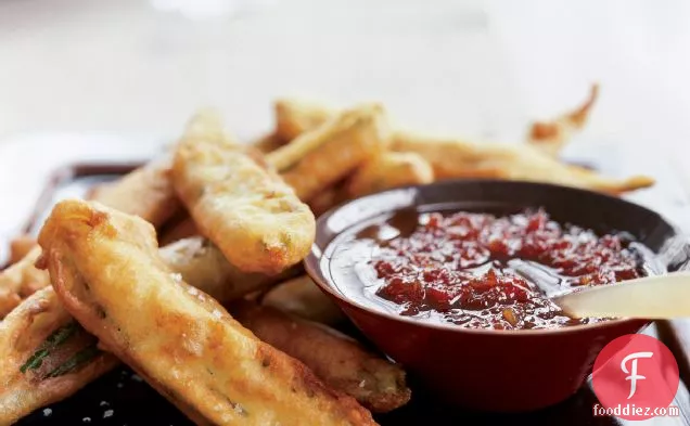 Fried Okra with Sweet Chile Sauce