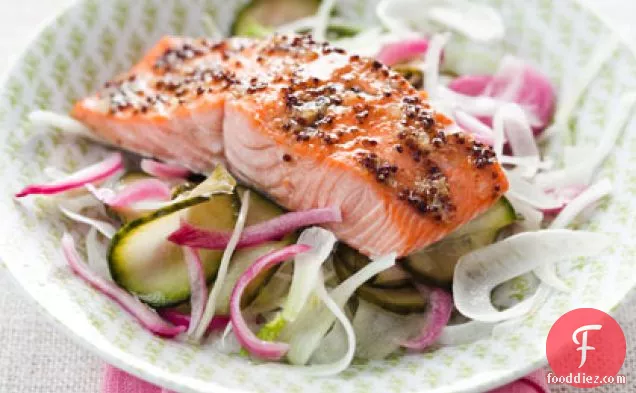 Maple-Glazed Salmon with Pickled Cucumber