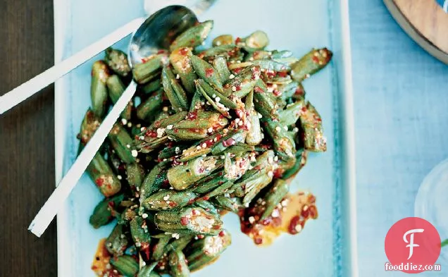 Spicy Fried Okra with Crispy Shallots