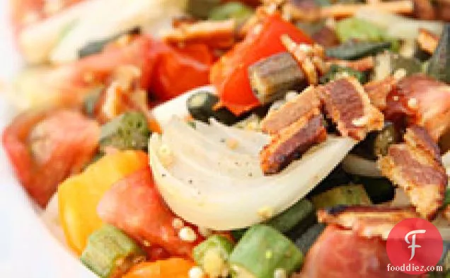 Sauteed Okra With Heirloom Tomatoes And Bacon