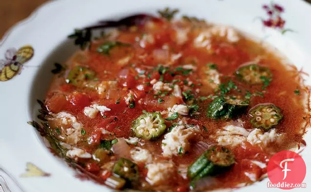 Gumbo-Style Crab Soup with Okra and Tomatoes
