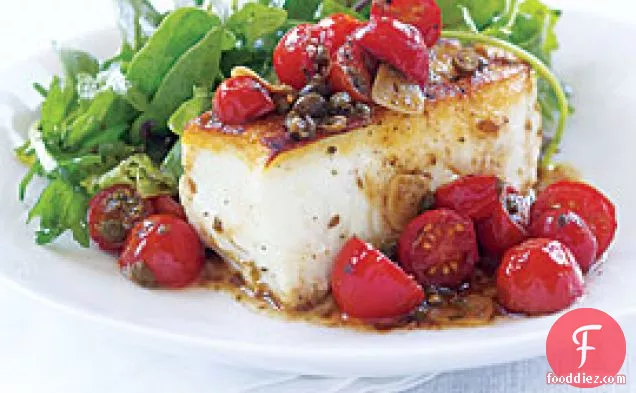 Quick Sear-roasted Halibut With Tomato & Capers