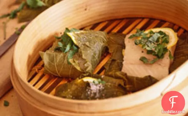 Halibut Steamed In Grape Leaves