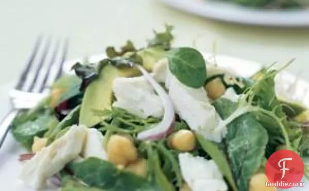 Avocado And Chickpea Salad With Halibut