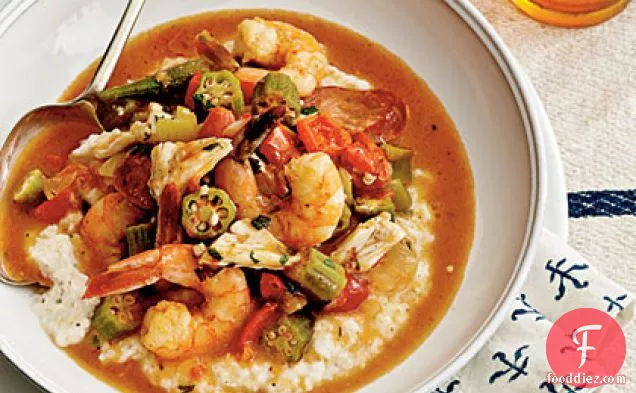 Shrimp-and-Crab Gumbo Over Grits