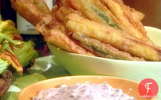 Crispy Zucchini Sticks with Olive Dip