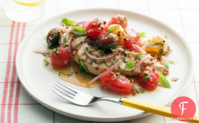 Grilled Chicken Breast with Marinated Cherry Tomato Salad