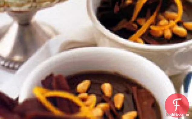 Espresso Chocolate Pudding with Pine Nuts: Sanguinaccio