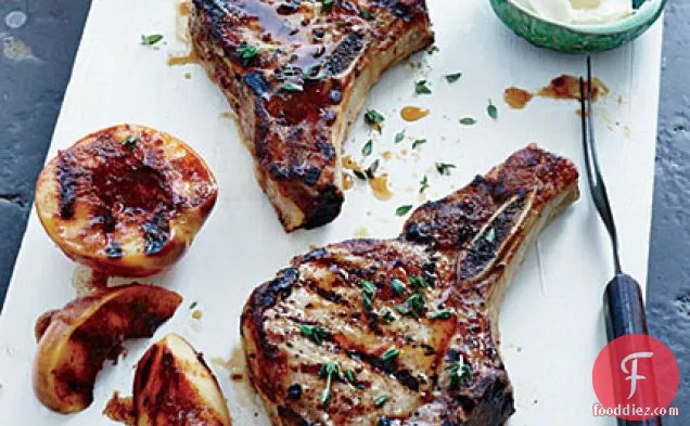 Grilled Pork Chops with Nectarines