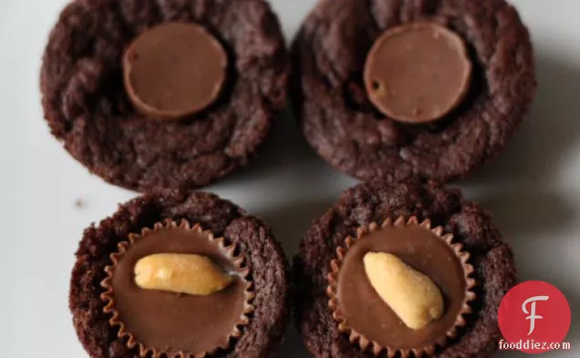 Peanut Butter (or Caramel) Candy Mini Brownie Cups