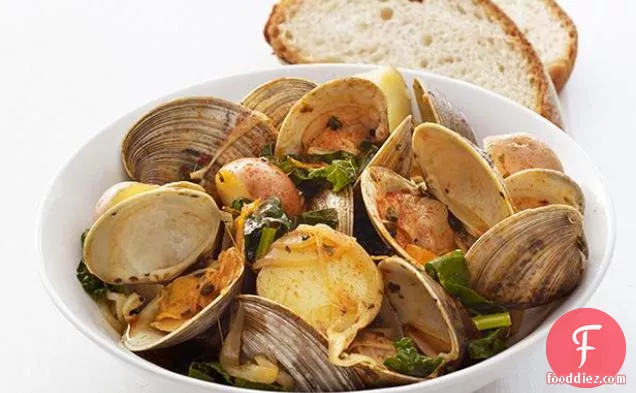 Steamed Clams and Kale