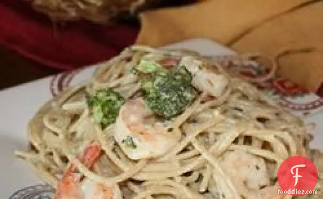 Angel Hair Pasta with Garlic Shrimp and Broccoli
