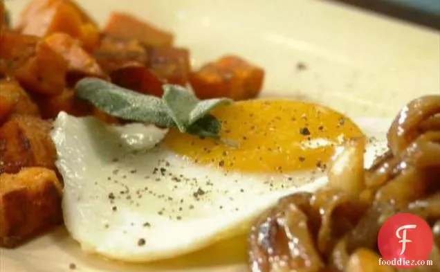 Deconstructed Sweet Potato Hash with Fried Eggs
