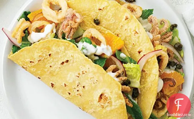 भूमध्य Calamari Tacos