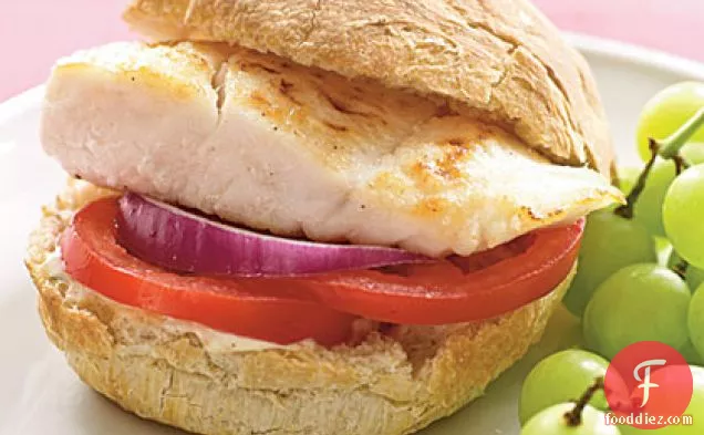 Halibut Sandwiches with Spicy Tartar Sauce